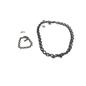 Lia Sophia Silver Tone Curb Link‎ Chain Bracelet Set 2pcs